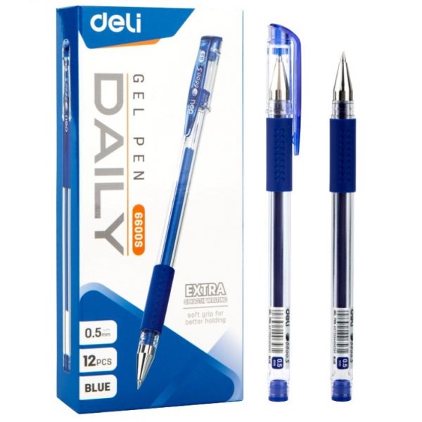 Ручка гелевая Deli Daily E6600SBlue синий , прозрачный